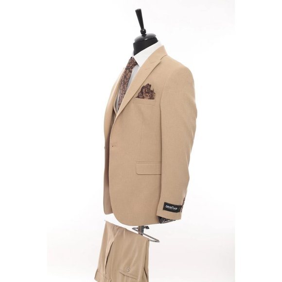 Derman Cream Patterned Fabric Luxury Suit 3 Pieces - Picture 4 of 6